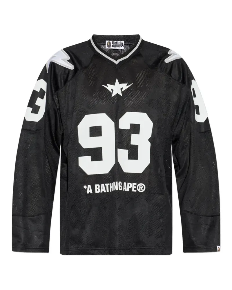 BAPE Langarmshirt in Mesh-Optik - Schwarz Schwarz