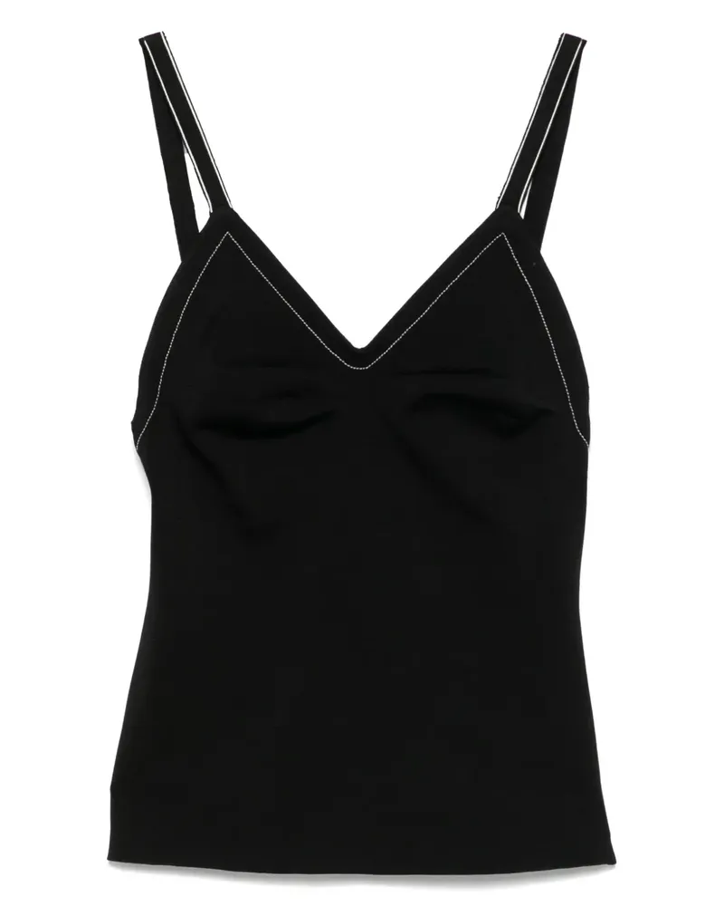 Carven Top mit Kontrastnähten - Schwarz Schwarz