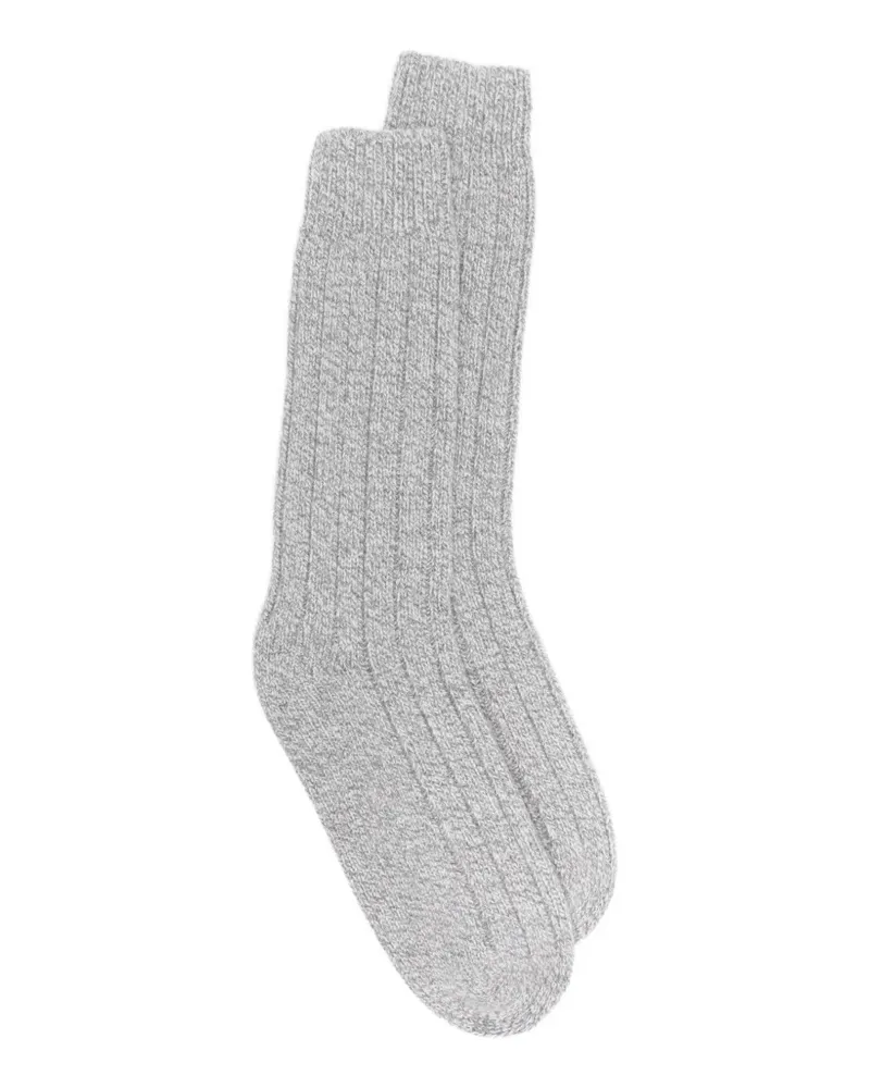 Eleventy Melierte Socken aus Rippstrick - Grau Grau