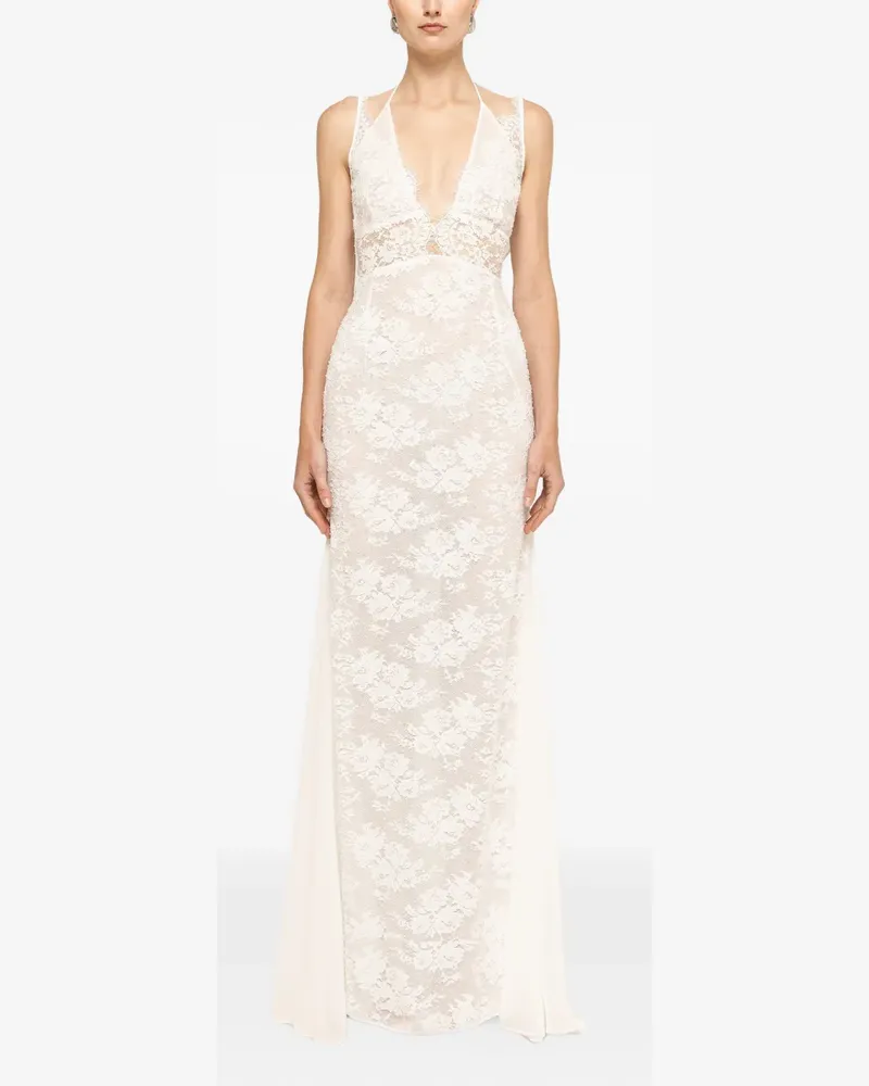 NISSA beaded lace-panel maxi dress - Weiß Weiß