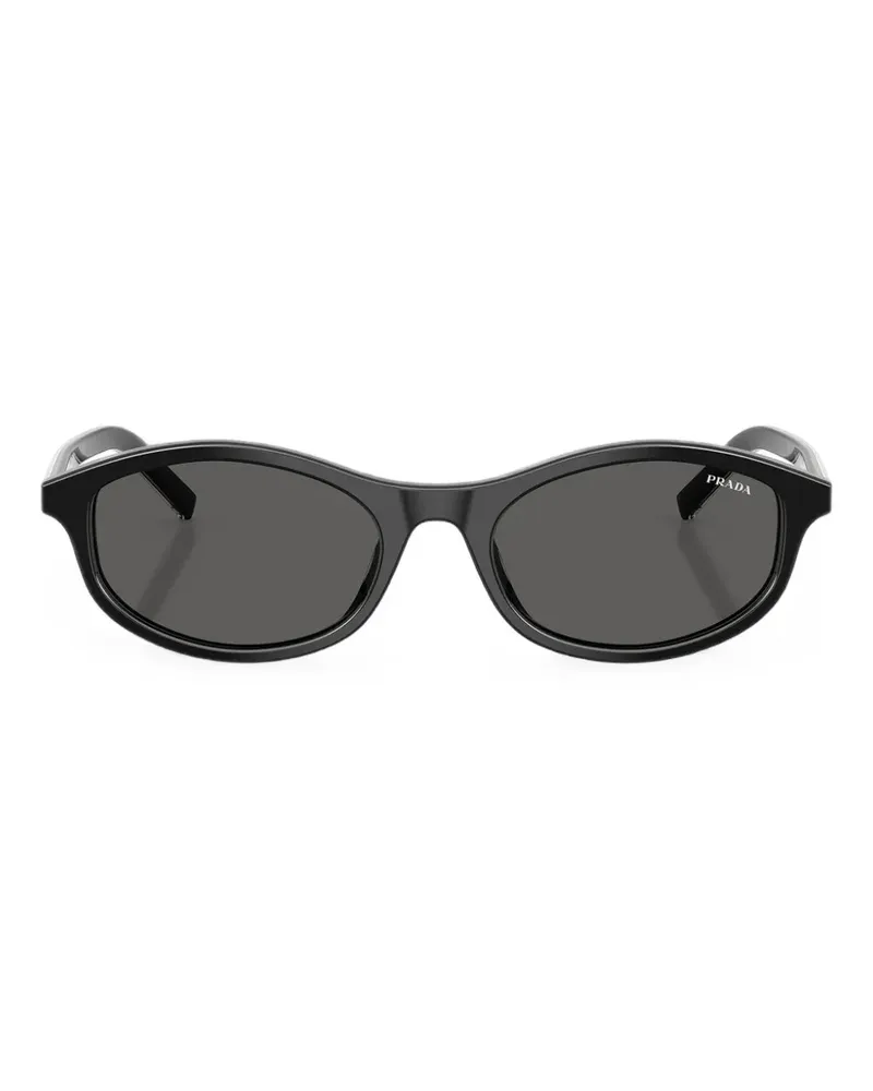 Prada Sonnenbrille mit ikonischem Metall-Schild - Schwarz Schwarz