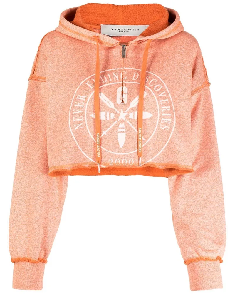 Golden Goose Cropped-Hoodie mit Print - Orange Orange
