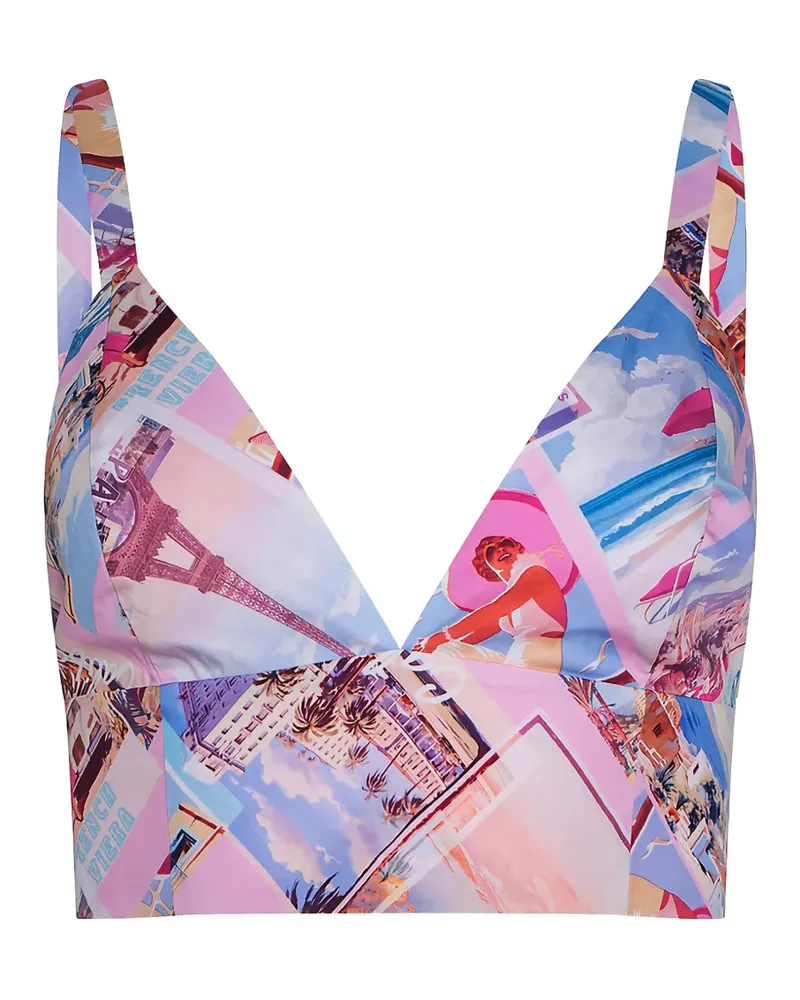 L'Agence Kaori V-neck printed bralette - Rosa Rosa
