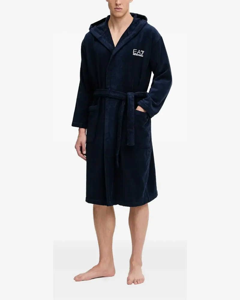 EA7 Morgenmantel mit Logo-Detail - Blau Blau