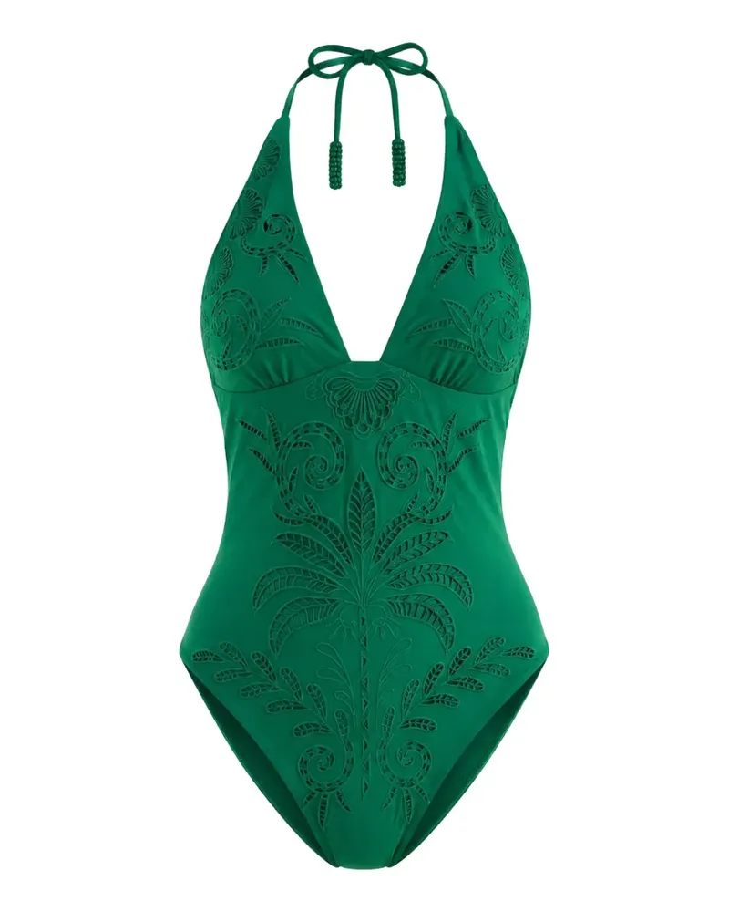 FARM Rio broderie-anglaise halterneck swimsuit - Grün Grün