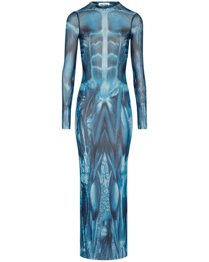 Jean Paul Gaultier Kleid mit Écorché-Print - Blau Blau