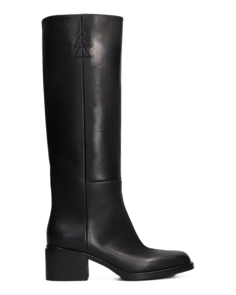 Elena Iachi Kniehohe Aramis Ebony Stiefel mit Logo-Stickerei - Schwarz Schwarz