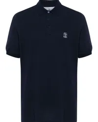 Brunello Cucinelli Poloshirt mit Logo-Print Blau