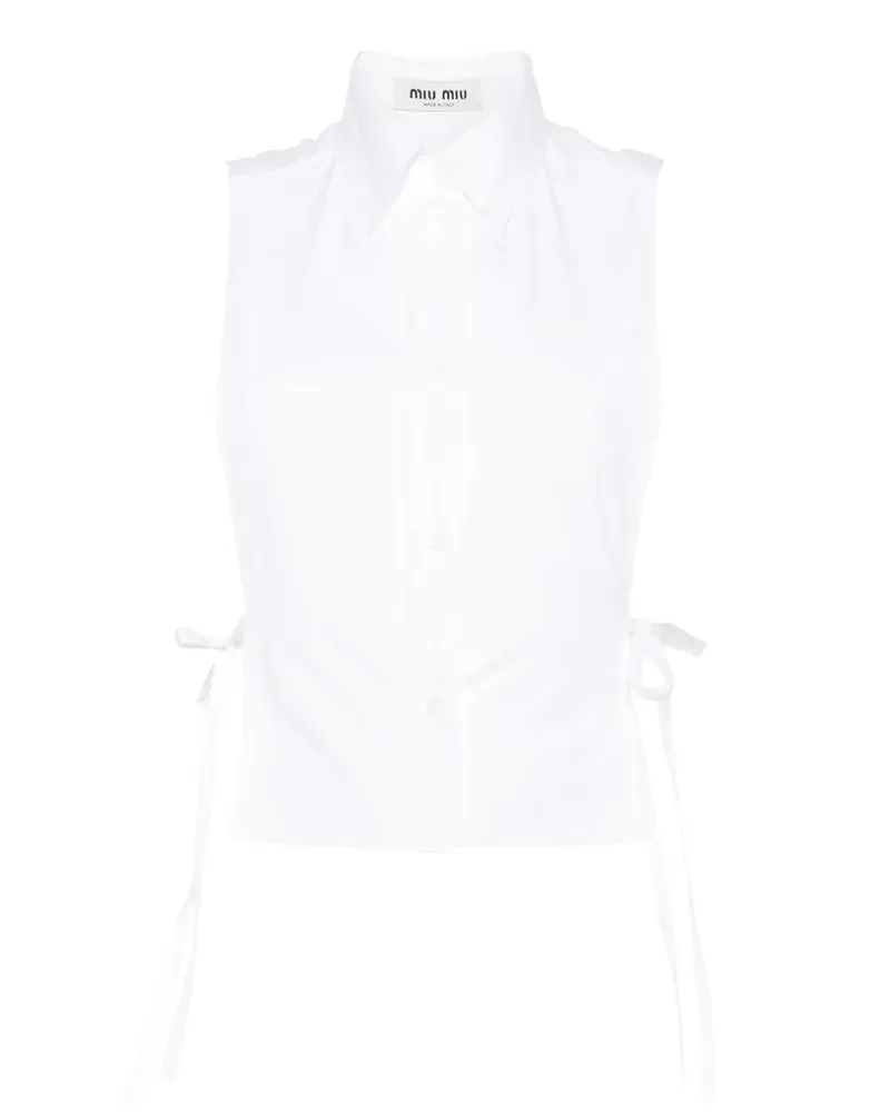 Miu Miu side-tie logo-embroidered shirt - Nude Nude