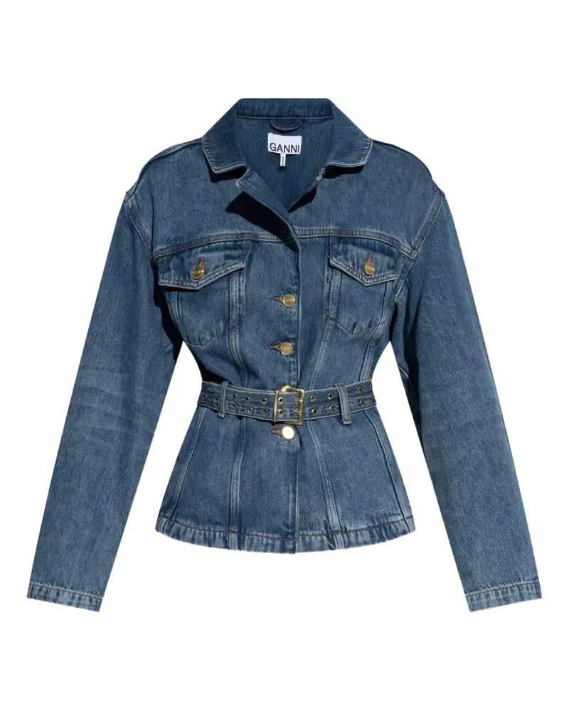 Ganni Jacke mit Gürtel - Blau Blau