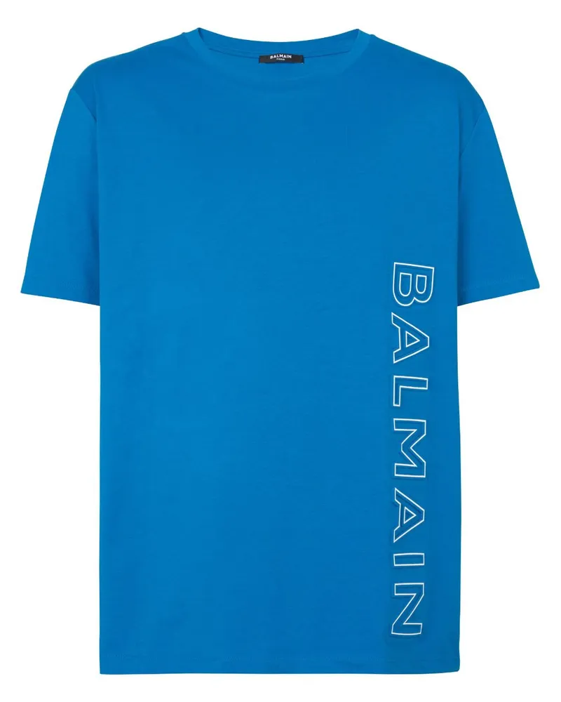 Balmain T-Shirt mit Logo-Print - Blau Blau