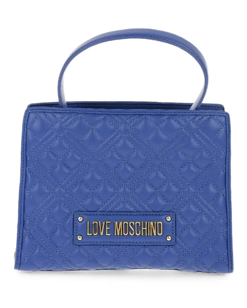 Moschino quilted logo-plaque tote bag - Blau Blau