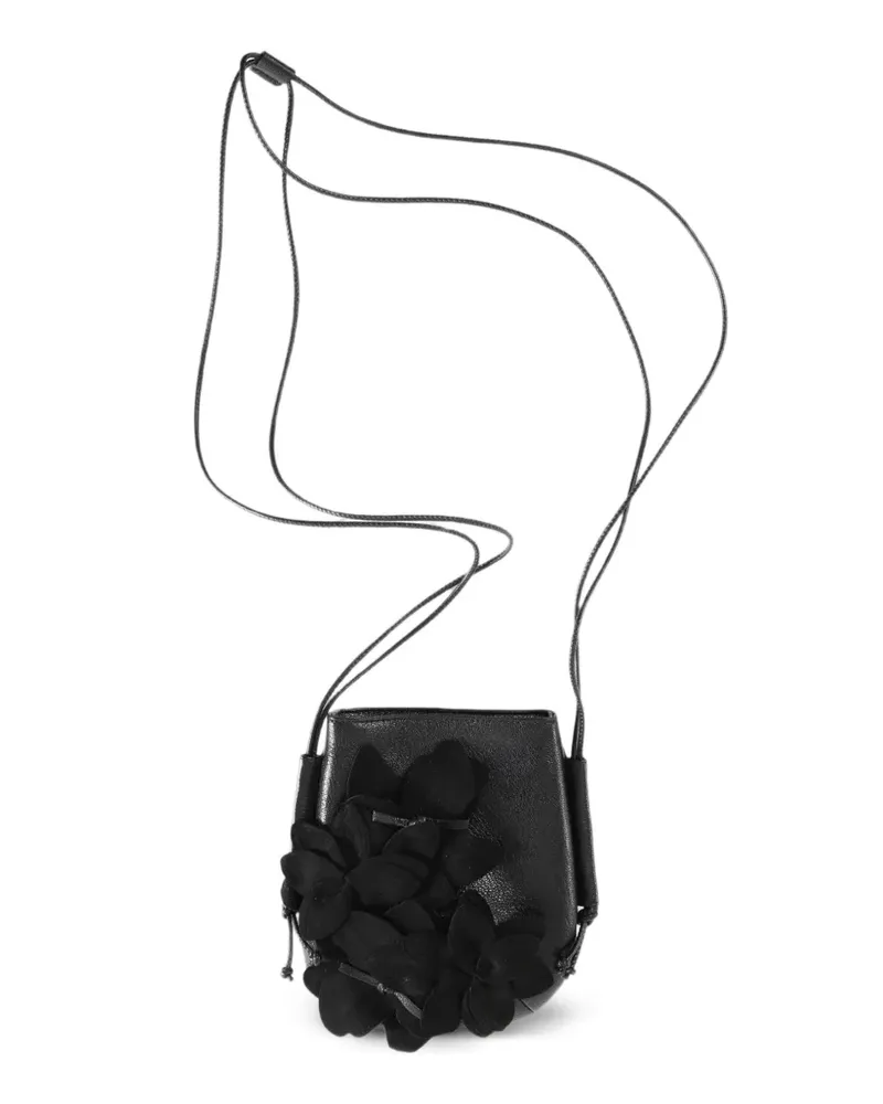 HEREU Schultertasche mit Blumenverzierung - Schwarz Schwarz