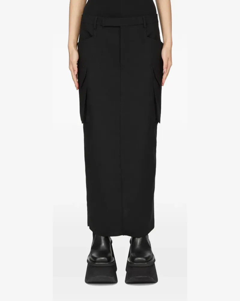 Rick Owens Firbanks Midirock aus Grain de Poudre - Schwarz Schwarz