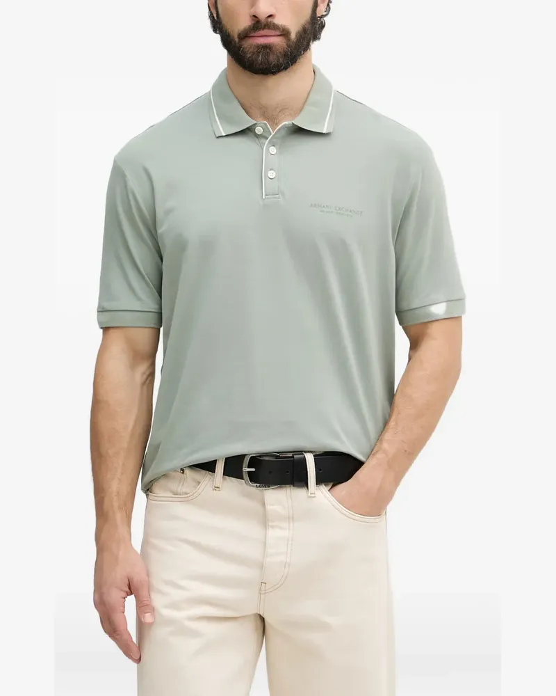 Armani Exchange logo-embroidered tipped polo shirt - Grün Grün