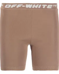 OFF-WHITE Gerippte Shorts mit Logo-Print Braun