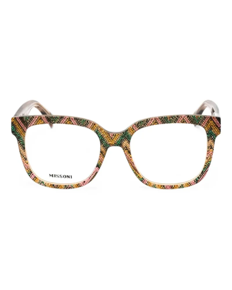 Missoni zigzag-print rectangle-frame glasses - Nude Nude
