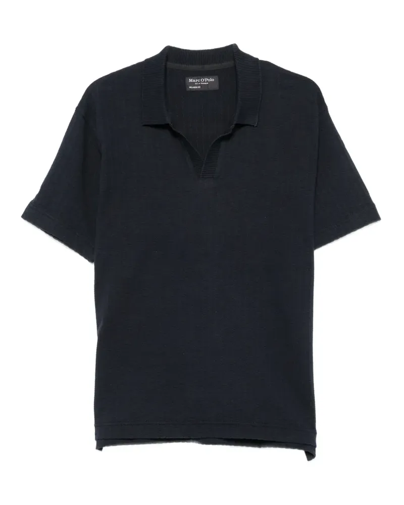 Marc O'Polo ribbed-knit open-collar T-shirt - Blau Blau