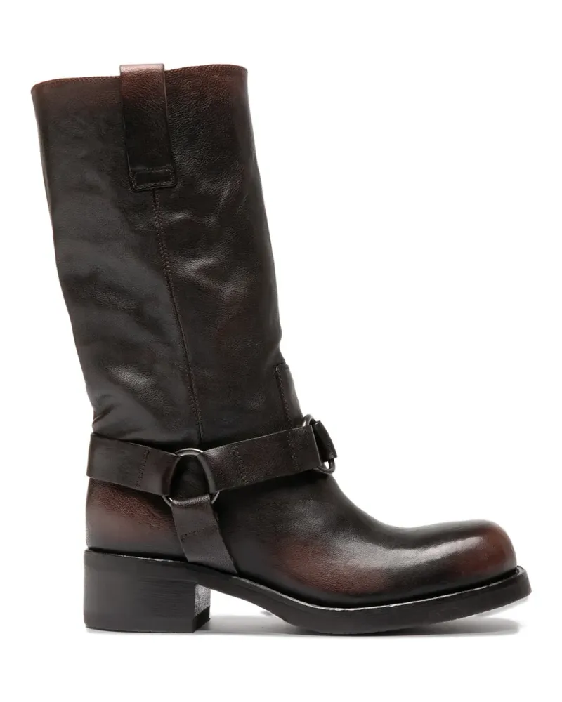 Officine Creative Italia Dana 004 leather biker boots - Braun Braun