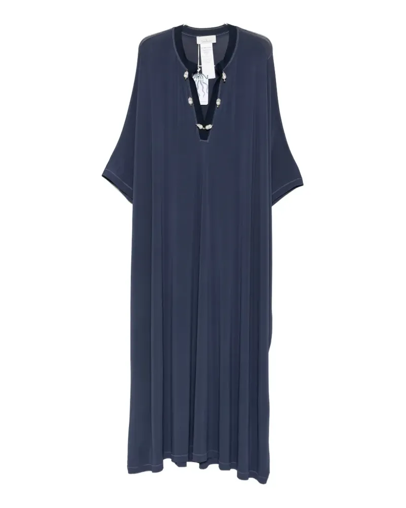 Marina Rinaldi pearl-embellished kaftan maxi dress - Blau Blau