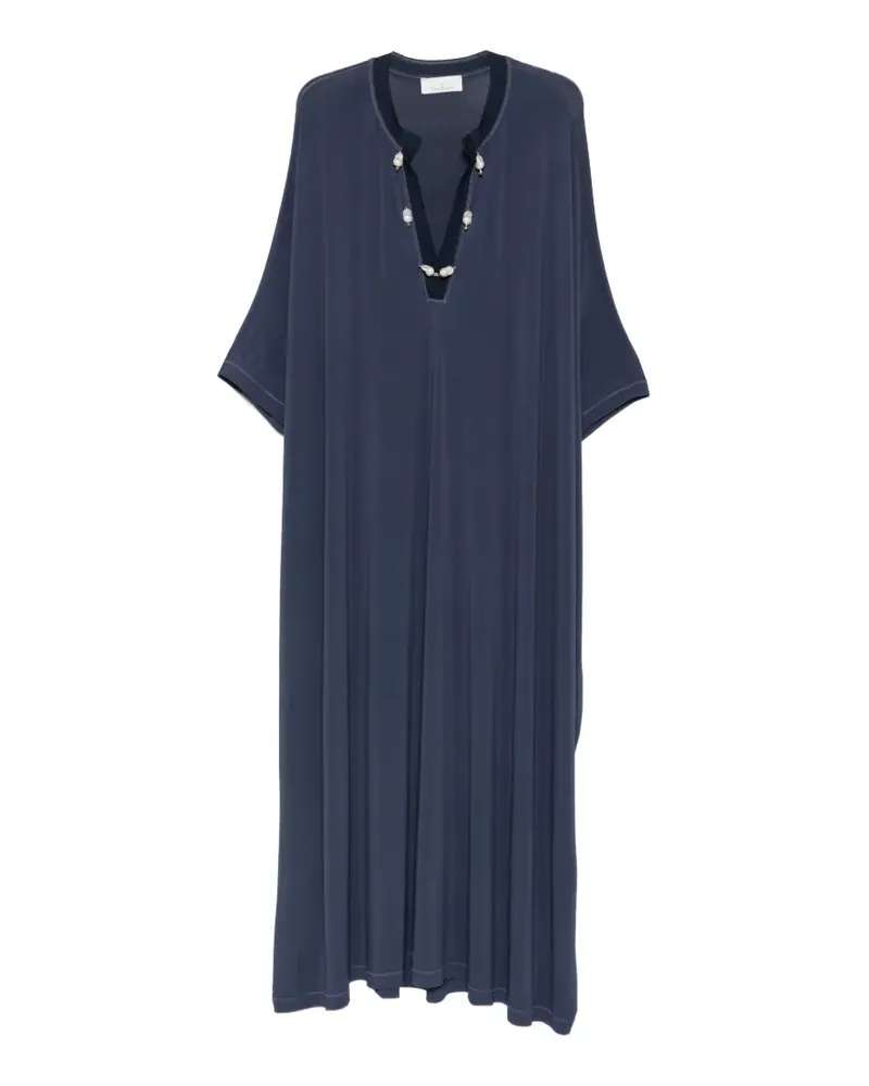 Marina Rinaldi pearl-embellished kaftan maxi dress - Blau Blau