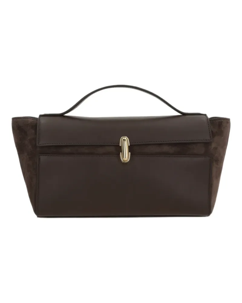 SAVETTE Symmetry Trapeze Clutch mit Wildledereinsatz - Braun Braun