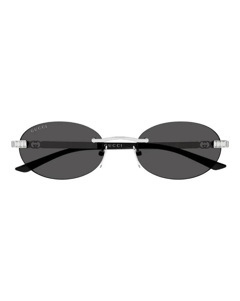 Gucci Sonnenbrille mit ovalem Gestell - Silber Silber
