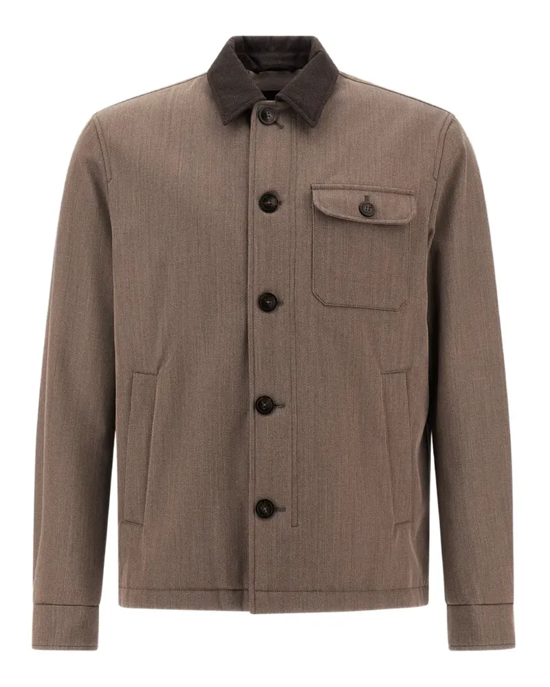 Herno Geknöpfte Hemdjacke aus feiner Wolle - Braun Braun