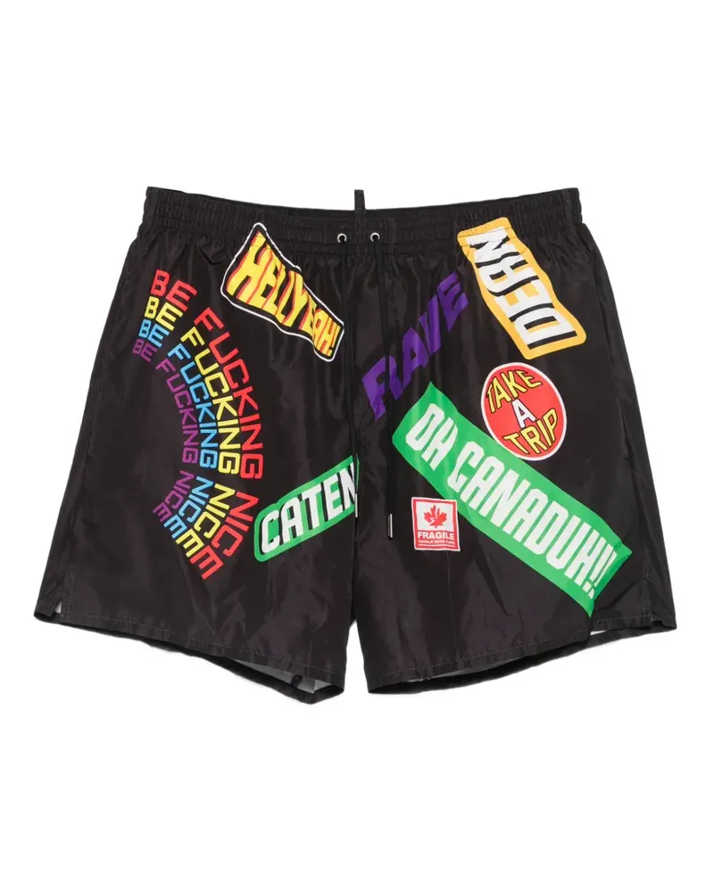 Dsquared2 Badeshorts mit Patch-Print - Schwarz Schwarz