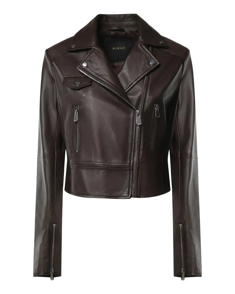 Pinko Biker-style leather jacket - Braun Braun