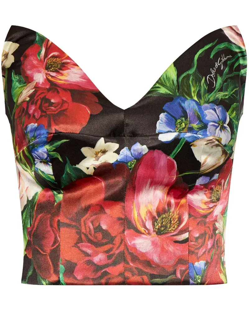 Dolce & Gabbana Schulterfreies Top mit Rosen-Print - Rot Rot