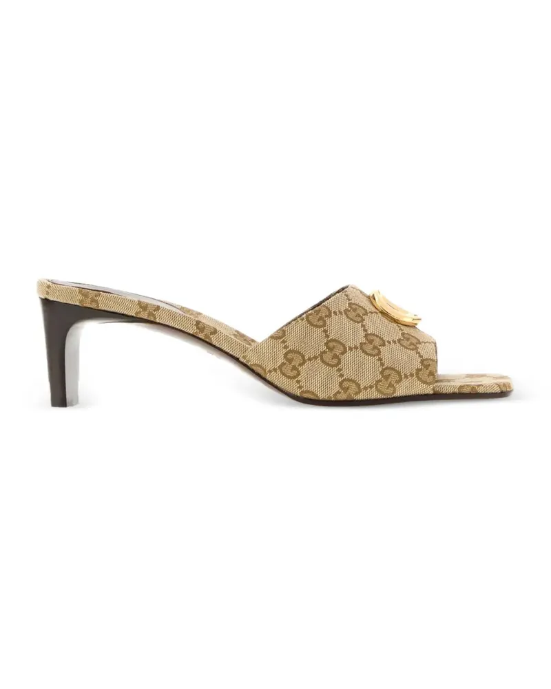 Gucci GG Supreme logo-plaque sandals - Nude Nude