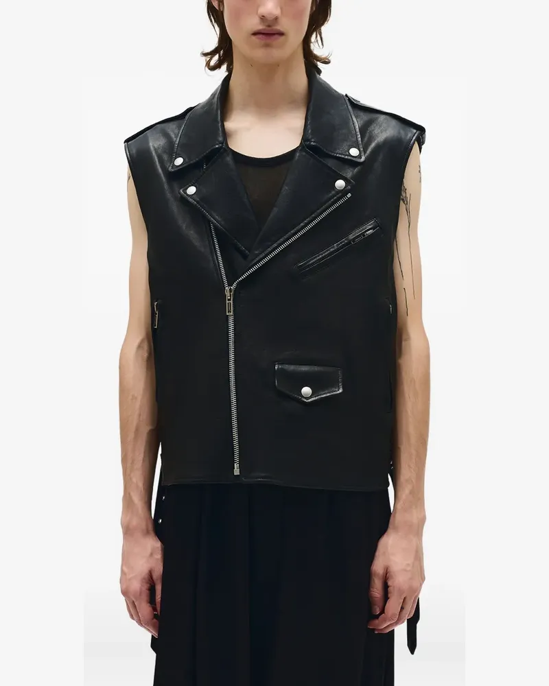 Ann Demeulemeester Ärmellose Faltin Bikerjacke - Schwarz Schwarz
