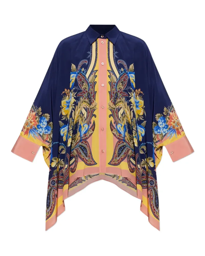 Etro paisley-print asymmetric shirt - Blau Blau
