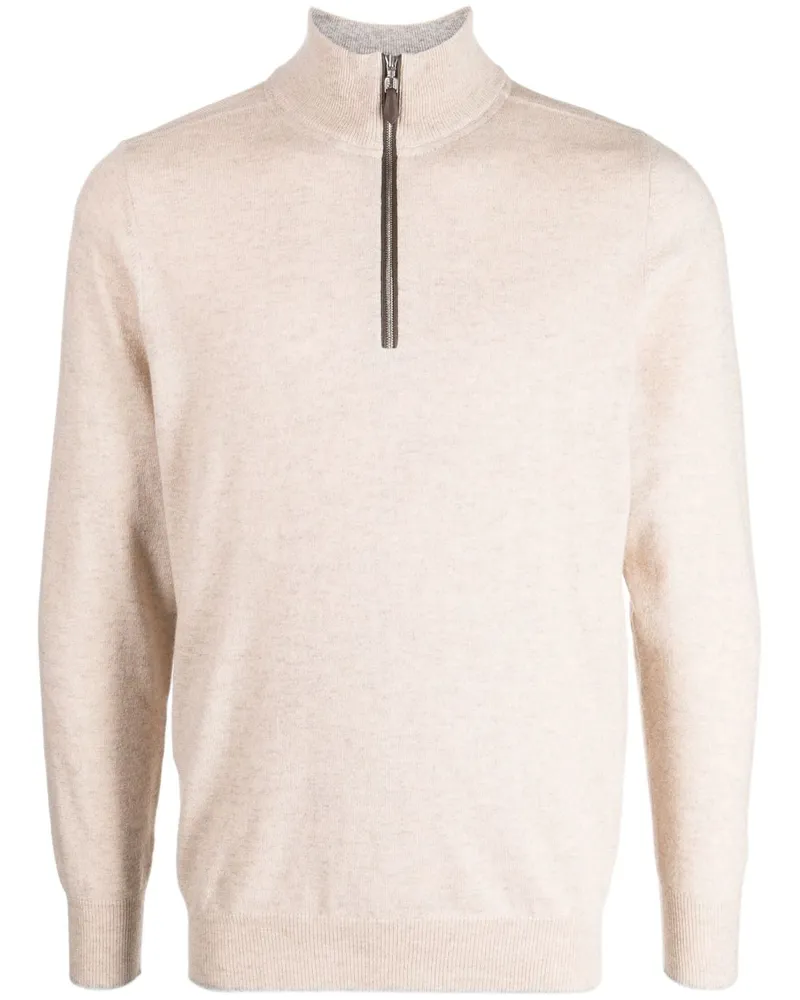 N.Peal The Carnaby Pullover mit Reißverschluss - Nude Nude
