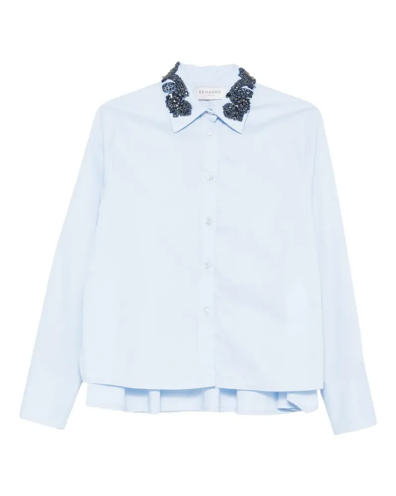 Ermanno Scervino beaded ruffled shirt - Blau Blau
