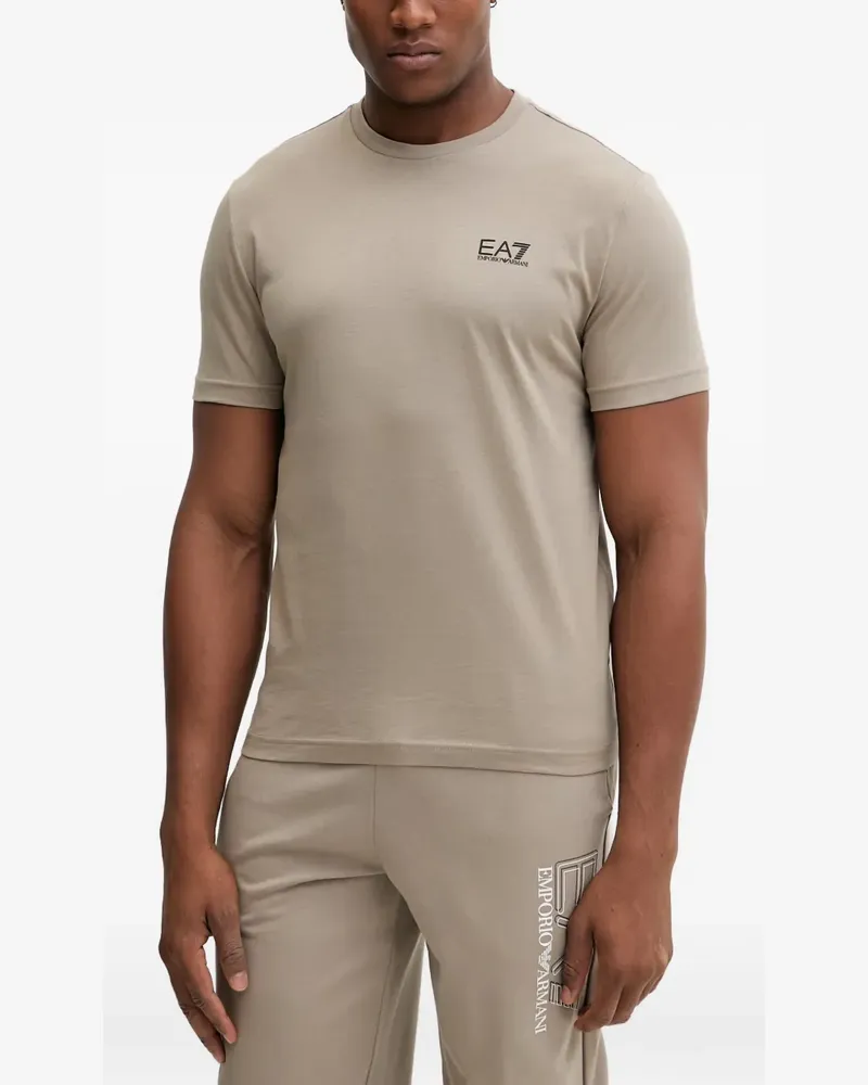 EA7 logo-print short-sleeve T-shirt - Nude Nude