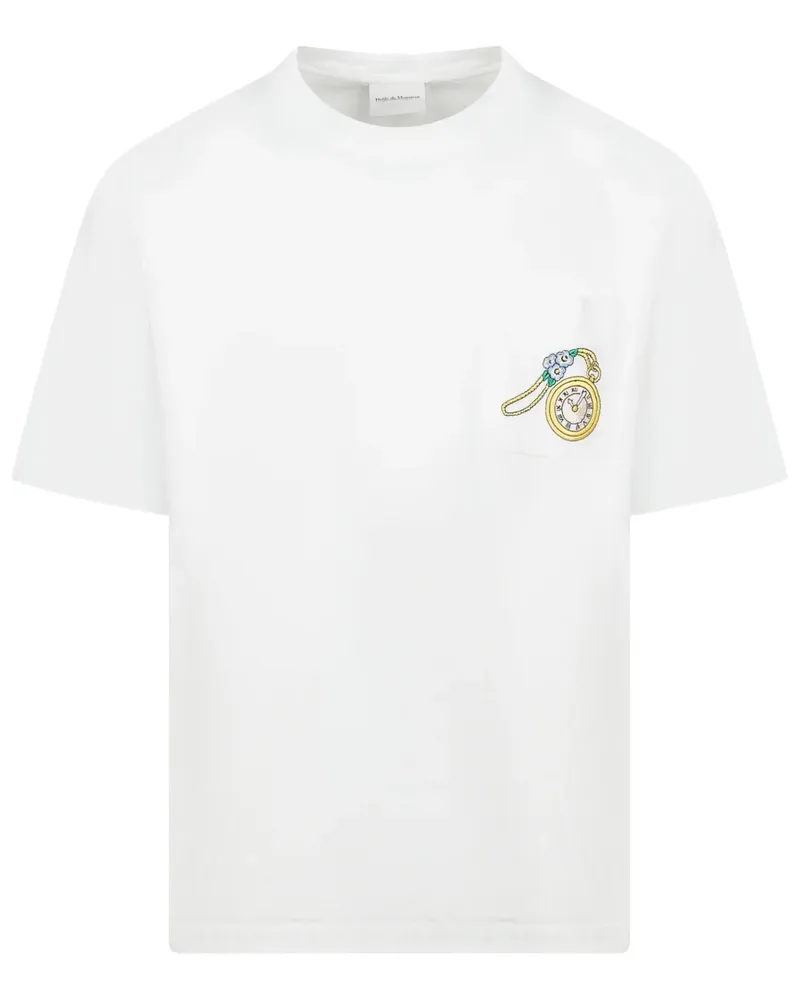 Drôle de Monsieur T-Shirt mit Stickerei - Weiß Weiß