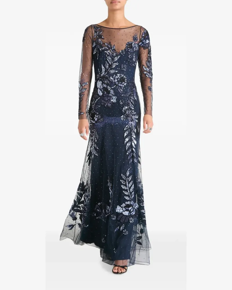 Temperley London Lavinia sequin-embellished floral maxi dress - Blau Blau