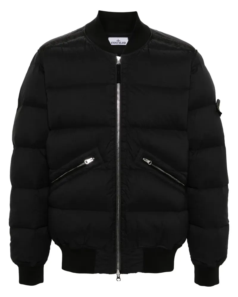 Stone Island Gefütterte Jacke mit Kompass-Patch - Schwarz Schwarz