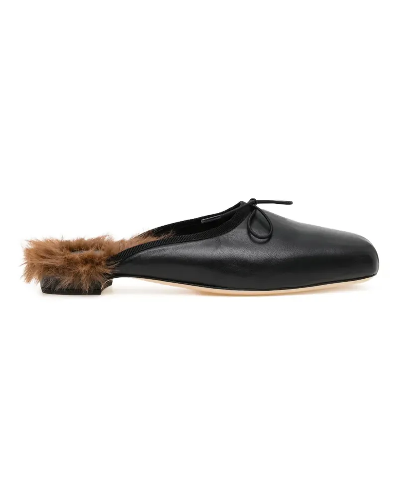 Simone Rocha Spitze Mules mit Faux Fur - Schwarz Schwarz