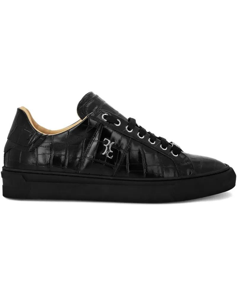 Billionaire Sneakers mit Kroko-Optik - Schwarz Schwarz