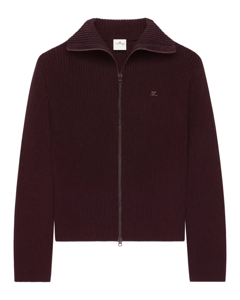 Courrèges Gerippter Cardigan mit Reißverschluss - Rot Rot