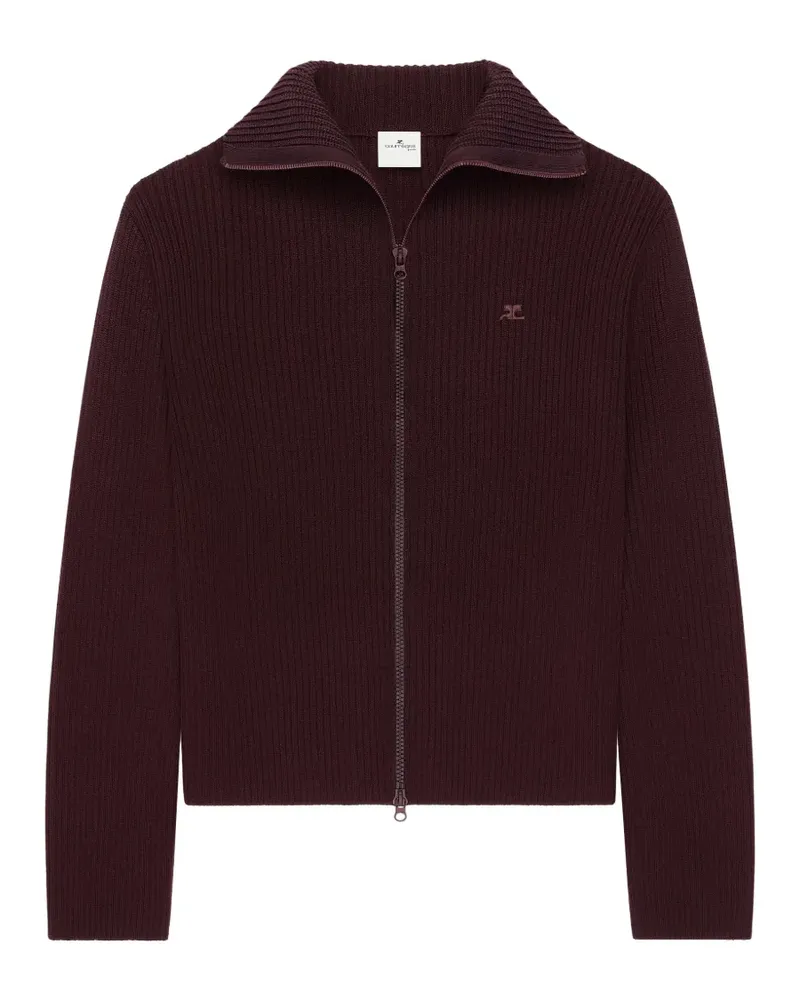 Courrèges Gerippter Cardigan mit Reißverschluss - Rot Rot