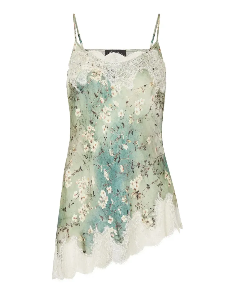 Liu Jo printed satin top with lace - Grün Grün
