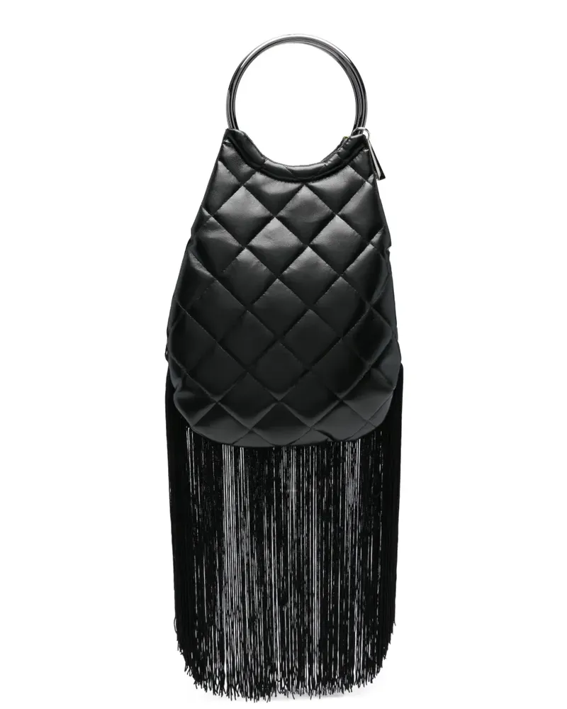 La Milanesa Gesteppte Clutch mit Fransen - Schwarz Schwarz