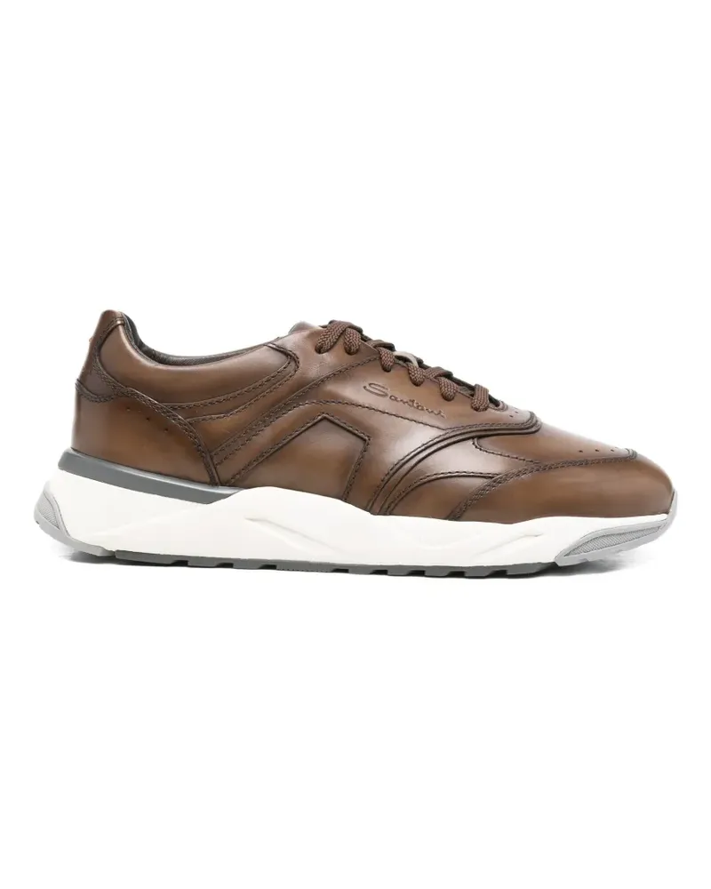 Santoni panelled leather sneakers - Braun Braun