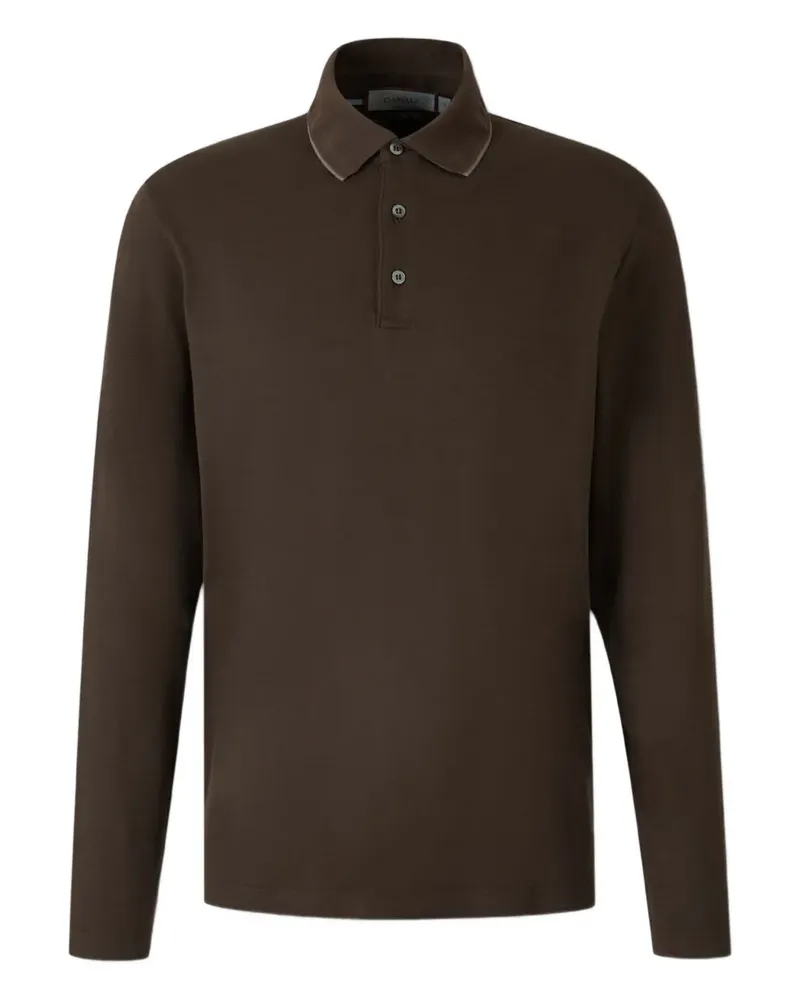 Canali Langärmeliges Poloshirt - Braun Braun