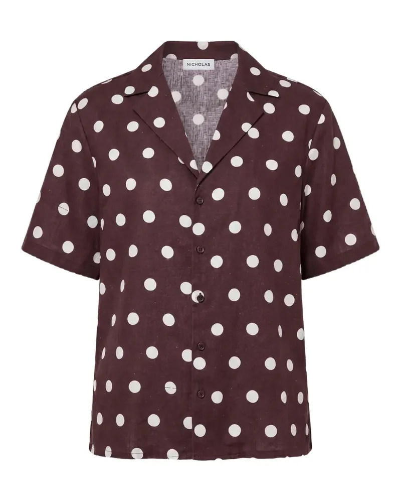 NICHOLAS Sonora shirt espresso ivory polka-dot - Braun Braun