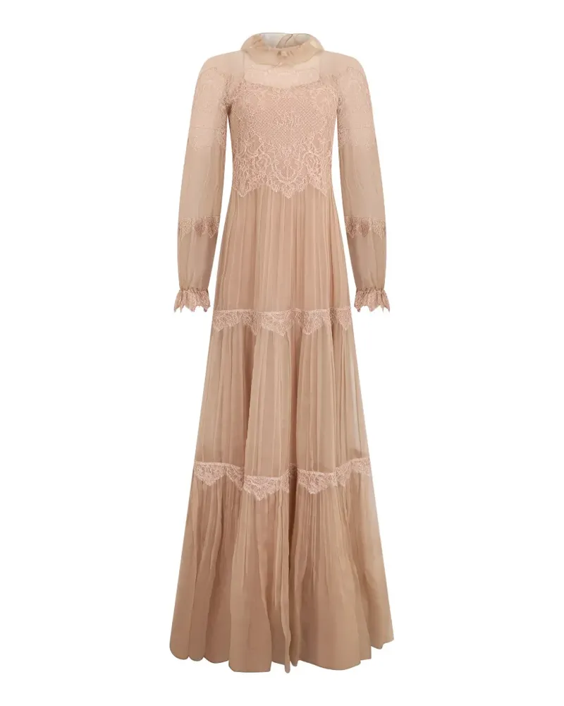Alberta Ferretti Kleid mit Spitzeneinsätzen - Nude Nude